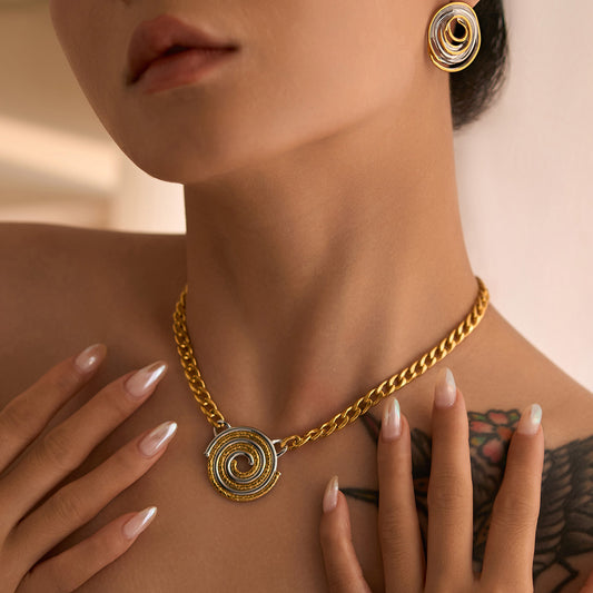 Golden Spiral Statement Necklace